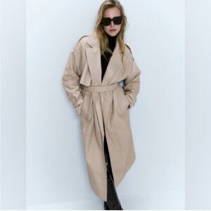 Massimo Dutti sheep skin Beige Trench Coat